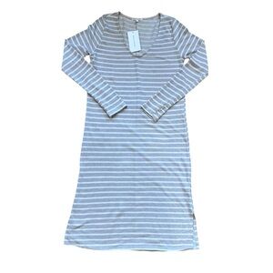 Stevie Hender - Gray and White Striped Long Sleeve Dress - Size L